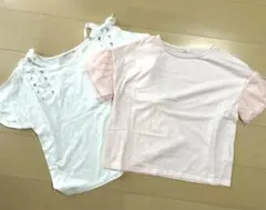 ★お値下げ★フリル袖・レースアップカットソー2点セット
