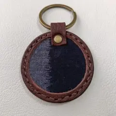 ハンドメイド キーリング 革 久留米絣