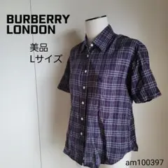 美品 バーバリーロンドン チェック半袖シャツ L