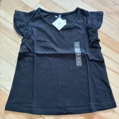 新品未使用　ユニクロレース付き袖 ブラック Tシャツ
