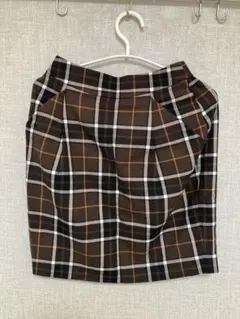 JEANASIS チェック柄 ミニスカート ブラウン　コクーン