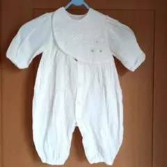 【訳あり】【フーセンウサギ】刺繍付き白ツーウェイドレスオールサイズ50〜70