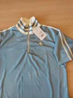 水色 ハーフジップシャツ 半袖