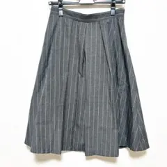 美品 index 【M】ストライプ柄 フレアスカート グレー
