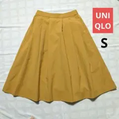 UNIQLO ユニクロ フレアスカート ひざ丈 マスタード Sサイズ 春夏物