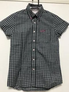 TOMMY HILFIGER チェック柄 半袖シャツ ピンク刺繍