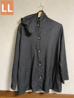 フード付きダークグレー長袖ジャケットLL