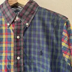 ラルフローレン クレイジーパターン チェック シャツ ボタンダウン 古着 Sのサムネイル
