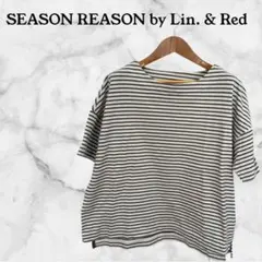 【SEASON REASON 】ボーダー柄　五分袖 Tシャツ　春夏秋　綿100%