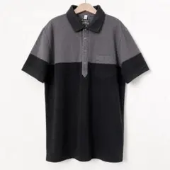 DIESEL ディーゼル ポロシャツ 半袖 メタルロゴ ブラック ×グレー Sのサムネイル
