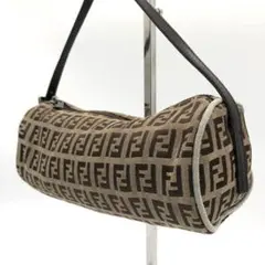 FENDI フェンディ ズッカ 筒型 ミニ ショルダーバッグ ブラウン
