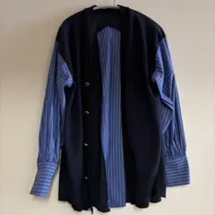 マルシャルテル ネイビー ストライプ バルーンスリーブ カーディガン