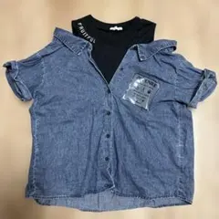 デニムブルー 半袖シャツ 150