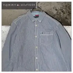 トミーヒルフィガー Tommy Hilfiger BD 胸刺繍 水色 ストライプ