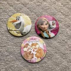 ディズニー　アナ雪　チップとデール缶バッチ