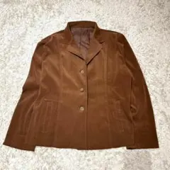 【古着】ブラウン テーラードジャケット 短丈　3ボタン