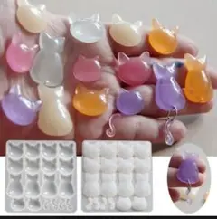 匿名配送☆ハンドメイド用シリコンモールド☆ぷっくり猫ちゃん