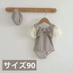 【新品】 ベビー　水着　90 チェック柄　帽子付き　海　プール