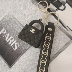 CHANELシャネル/キーホルダー/ストラップ/バッグチャーム/ブラック
