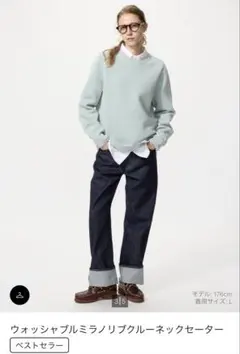 ウォッシャブルミラノリブクルーネックセーター