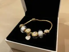 フラワーモチーフ ゴールドブレスレット セット Pandora 互換