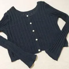 カーディガン★ブラック パールボタン L