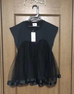 【新品タグ付き】LIEN チュールドッキングTシャツ ブラックのサムネイル