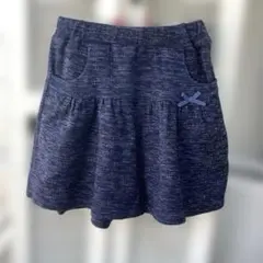 【美品】ParentsDreamリボン付きネイビー フレアキュロット　130