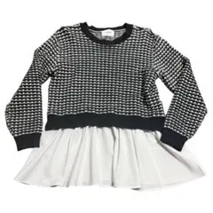 petit main LIEN プティマイン　ツイード柄レイヤード風ニット　F