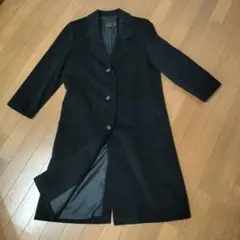 極美品⭐️ピュアカシミヤ ダブルチェスターコート ブラック XLサイズ相当 極上の逸品✨️ピュアカシミヤ 超ロング ダブルチェスターコート 2XL