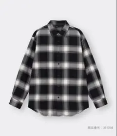 GU(ジーユー) フランネルシャツ ブラック×ホワイト S