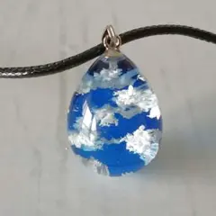 ネックレス ブルーインパルス 青空 半ドロップ 雲レジン 空 雲 レジン