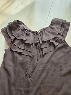 MISCH MASCHブラウン フリルブラウス 半袖のサムネイル