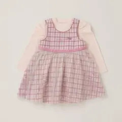 メゾピアノ♡テレコ長袖Tシャツ&チェックジャンパースカート