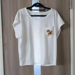 BBJPA 柴犬刺繍 ポケット 半袖Tシャツ ホワイト