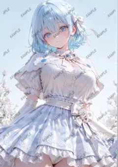 AI画像青い髪のセクシーランジェリー A4光沢紙ポスター - メルカリ