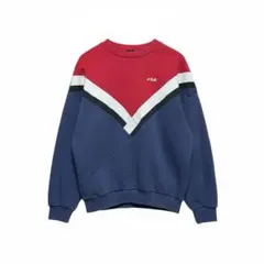 【Used】FILA ジオメトリックデザイン スウェット M ネイビー 古着