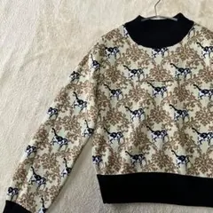GU×アンダーカバーコラボ ジャガードセーター M ブラック ネコ柄ニット