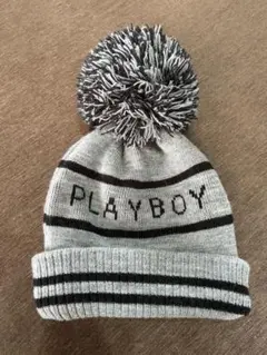 PLAYBOY ニット帽 ビーニー ポンポン付き グレーのサムネイル