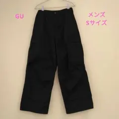 GU ワイドカーゴパンツ S ブラック メンズ 黒のサムネイル