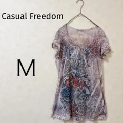 美品✨Casual Freedom 【M】花柄プリント Tシャツ トップス