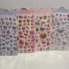 ボンボンドロップ 可愛いシール ご褒美シール うさぎ 宇宙 飴 貝 4枚 ①