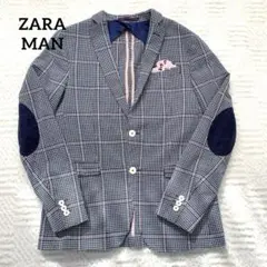 ZARA メンズ チェック テーラードジャケット エルボーパッチ スリム◇秋