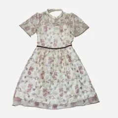 Lily Brown リリーブラウン　刺繍チュールワンピース　半袖　花柄