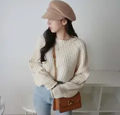 WEGO ウィゴー クルーネック チャンキーニット 白 アイボリー