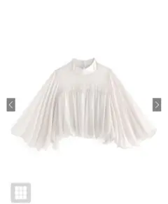 GRL フレアスリーブシアーショート丈ブラウス[tu816] アイボリー