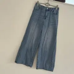 しまむら　センタープレス　ワイドデニムパンツのサムネイル