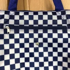青と白のチェック柄トートバック　 着物にも似合う