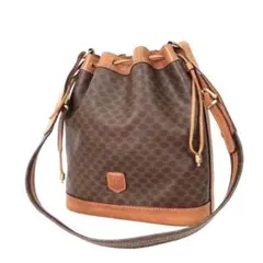 本物■セリーヌ■ マカダム ブラウン PVC キャンバス 巾着 ショルダーバッグ