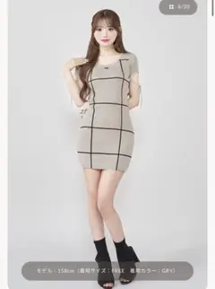 ダーリッチ バックオープンステッチニットミニワンピース GRY